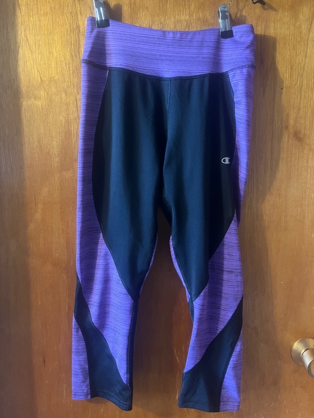 Woman’s Champion Purple and Black Colorblock Athletic Leggings Small